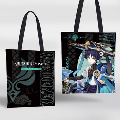 Genshin Impact Canvas Tote Bag Kvetinová verzia Sumeru Venti Cyno Dehya Wanderer Baizhu Kazuha Alhaitham Baal Nákupná kabelka