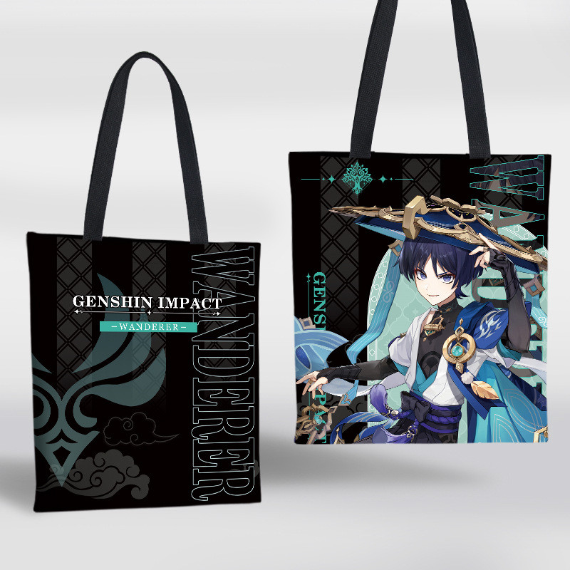 Genshin Impact Canvas Tote Bag Kvetinová verzia Sumeru Venti Cyno Dehya Wanderer Baizhu Kazuha Alhaitham Baal Nákupná kabelka