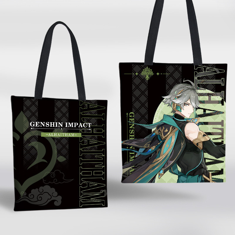 Genshin Impact Canvas Tote Bag Kvetinová verzia Sumeru Venti Cyno Dehya Wanderer Baizhu Kazuha Alhaitham Baal Nákupná kabelka