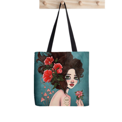 Shopper Moon CutiEs Printed Tote Bag γυναίκες ενδιαφέρουσες Harajuku shopper τσάντα κορίτσι Τσάντα ώμου για ψώνια Lady Canvas Bag