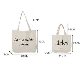 PURDORED 1 Pc New Fashion Letter Print Γυναικεία Τσάντα ώμου Καμβάς Casual Small Tote Bag Επαναχρησιμοποιήσιμη Γυναικεία Φοιτητική Τσάντα αγορών