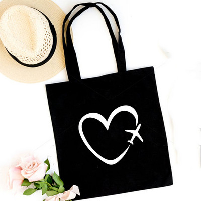 Modna višekratna kupovna torba Ženska platnena torba Crna torba Shopper torbica na rame Harajuku Vintage Putna knjiga za nastavnike