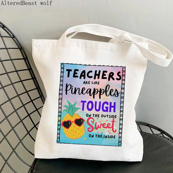 Γυναικεία τσάντα αγορών Teacher Vibes Rainbow Essential Harajuku Shopping Canvas Shopper Τσάντα δώρου για κορίτσι Τσάντα ώμου Tote