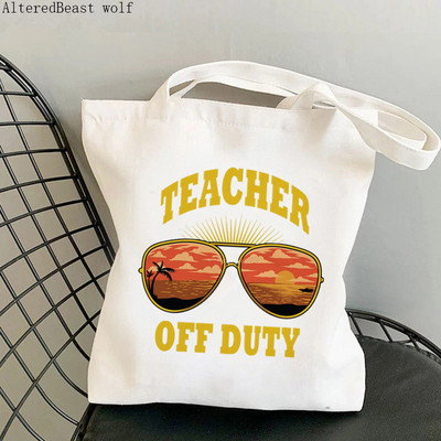 Ženska torba za kupnju Teacher Vibes Rainbow Essential Harajuku Shopping platnena torba za kupnju Poklon torba za djevojku Velika torba za rame