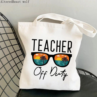 Ženska torba za kupnju Teacher Vibes Rainbow Essential Harajuku Shopping platnena torba za kupnju Poklon torba za djevojku Velika torba za rame