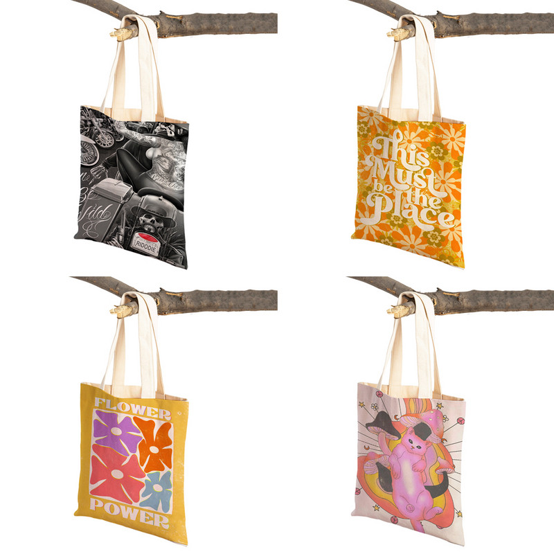 New Yorker karácsonyi női vásárlótáskák Szupermarket Tote Lady kézitáska Mindkét oldalon Újrafelhasználható Összecsukható alkalmi vászon bevásárlótáska