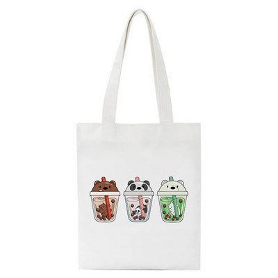 Jautra karikatūra Bear iepirkumu soma Pircēju soma Tote Bag Vasaras plecu audekla soma Liela ietilpība Wild Messenger Bag Jauka un jautra rokassomiņa