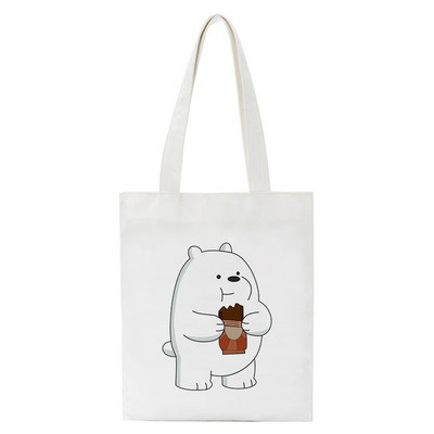 Jautra karikatūra Bear iepirkumu soma Pircēju soma Tote Bag Vasaras plecu audekla soma Liela ietilpība Wild Messenger Bag Jauka un jautra rokassomiņa