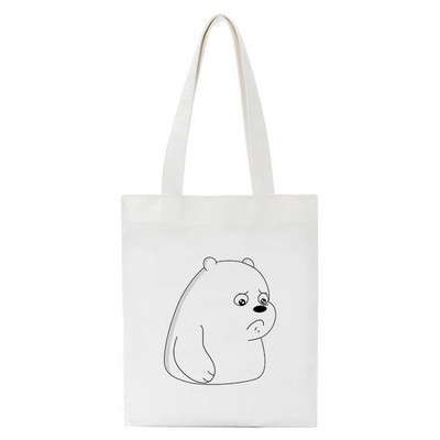 Jautra karikatūra Bear iepirkumu soma Pircēju soma Tote Bag Vasaras plecu audekla soma Liela ietilpība Wild Messenger Bag Jauka un jautra rokassomiņa