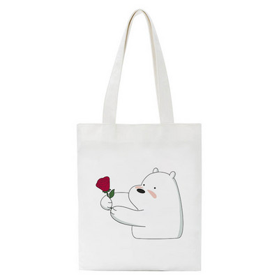 Jautra karikatūra Bear iepirkumu soma Pircēju soma Tote Bag Vasaras plecu audekla soma Liela ietilpība Wild Messenger Bag Jauka un jautra rokassomiņa