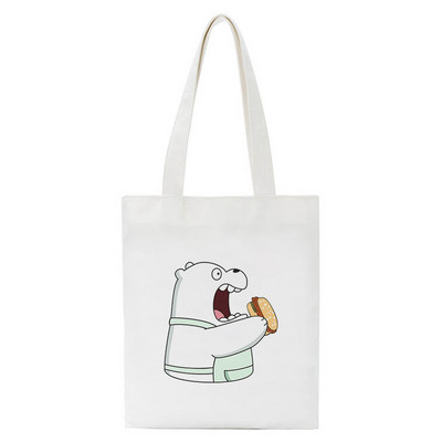 Jautra karikatūra Bear iepirkumu soma Pircēju soma Tote Bag Vasaras plecu audekla soma Liela ietilpība Wild Messenger Bag Jauka un jautra rokassomiņa