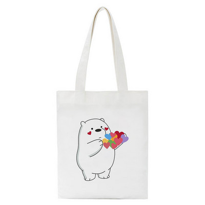 Jautra karikatūra Bear iepirkumu soma Pircēju soma Tote Bag Vasaras plecu audekla soma Liela ietilpība Wild Messenger Bag Jauka un jautra rokassomiņa