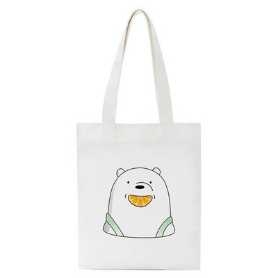 Jautra karikatūra Bear iepirkumu soma Pircēju soma Tote Bag Vasaras plecu audekla soma Liela ietilpība Wild Messenger Bag Jauka un jautra rokassomiņa