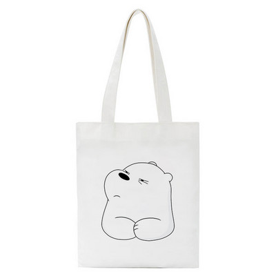 Jautra karikatūra Bear iepirkumu soma Pircēju soma Tote Bag Vasaras plecu audekla soma Liela ietilpība Wild Messenger Bag Jauka un jautra rokassomiņa
