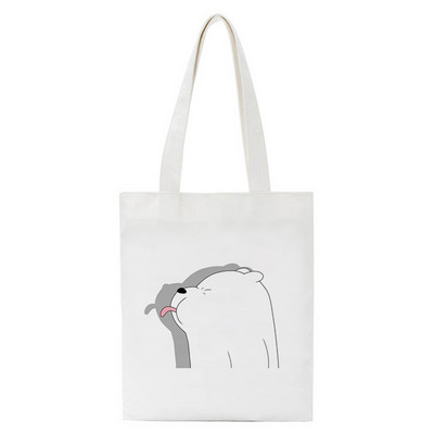 Jautra karikatūra Bear iepirkumu soma Pircēju soma Tote Bag Vasaras plecu audekla soma Liela ietilpība Wild Messenger Bag Jauka un jautra rokassomiņa