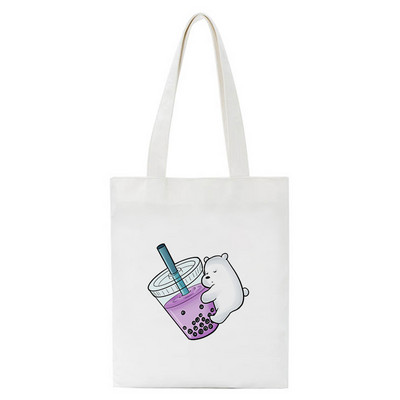 Jautra karikatūra Bear iepirkumu soma Pircēju soma Tote Bag Vasaras plecu audekla soma Liela ietilpība Wild Messenger Bag Jauka un jautra rokassomiņa