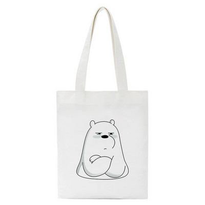 Jautra karikatūra Bear iepirkumu soma Pircēju soma Tote Bag Vasaras plecu audekla soma Liela ietilpība Wild Messenger Bag Jauka un jautra rokassomiņa