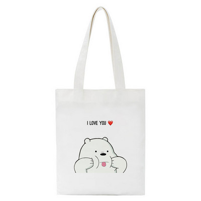 Jautra karikatūra Bear iepirkumu soma Pircēju soma Tote Bag Vasaras plecu audekla soma Liela ietilpība Wild Messenger Bag Jauka un jautra rokassomiņa
