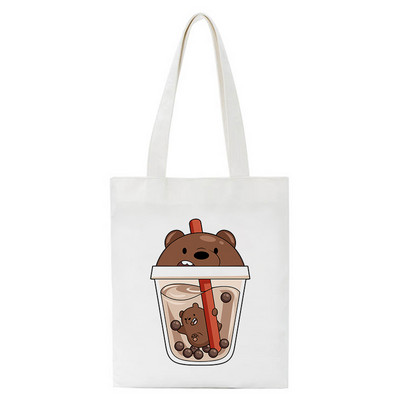 Jautra karikatūra Bear iepirkumu soma Pircēju soma Tote Bag Vasaras plecu audekla soma Liela ietilpība Wild Messenger Bag Jauka un jautra rokassomiņa