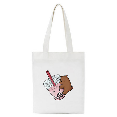Jautra karikatūra Bear iepirkumu soma Pircēju soma Tote Bag Vasaras plecu audekla soma Liela ietilpība Wild Messenger Bag Jauka un jautra rokassomiņa