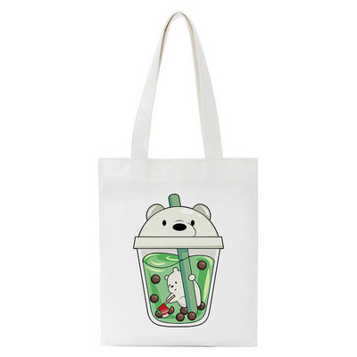 Jautra karikatūra Bear iepirkumu soma Pircēju soma Tote Bag Vasaras plecu audekla soma Liela ietilpība Wild Messenger Bag Jauka un jautra rokassomiņa