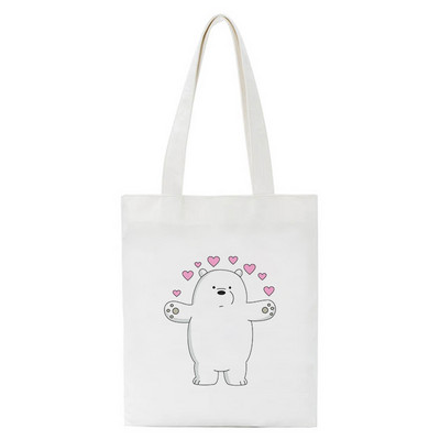 Jautra karikatūra Bear iepirkumu soma Pircēju soma Tote Bag Vasaras plecu audekla soma Liela ietilpība Wild Messenger Bag Jauka un jautra rokassomiņa