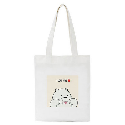 Jautra karikatūra Bear iepirkumu soma Pircēju soma Tote Bag Vasaras plecu audekla soma Liela ietilpība Wild Messenger Bag Jauka un jautra rokassomiņa