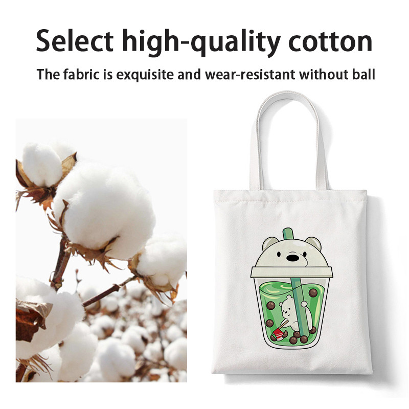 Jautra karikatūra Bear iepirkumu soma Pircēju soma Tote Bag Vasaras plecu audekla soma Liela ietilpība Wild Messenger Bag Jauka un jautra rokassomiņa