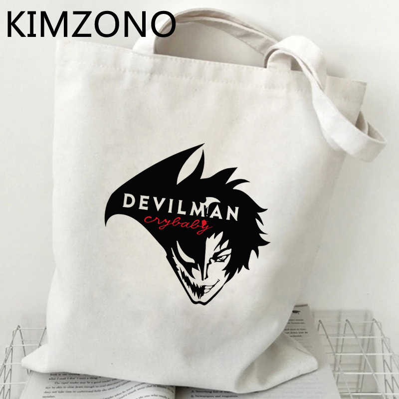 Devilman Crybaby bevásárlótáska újrahasznosított táska pamut bolsas de tela bevásárlótáska sacola vásárlás boodschappentas ökotáska táska