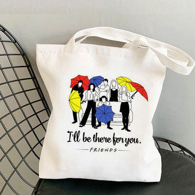 Friend Tv 2 geantă de cumpărături geantă de mână geantă de iută bumbac reutilizabilă pentru cumpărături geantă pliabilă din pânză sac toile