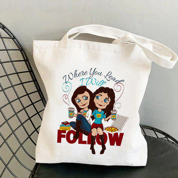 Αγοραστής Πίνω καφέ σαν Gilmore Girl Printed Tote Bag γυναικών Harajuku shopper τσάντα Τσάντα ώμου για ψώνια Lady Canvas Bag