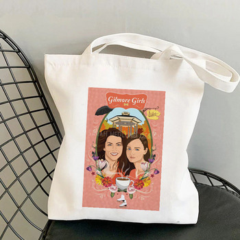 Αγοραστής Πίνω καφέ σαν Gilmore Girl Printed Tote Bag γυναικών Harajuku shopper τσάντα Τσάντα ώμου για ψώνια Lady Canvas Bag