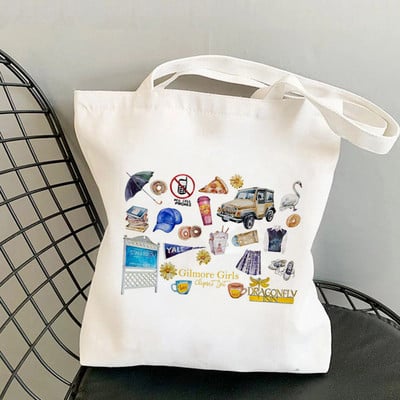 Vásárló Úgy iszom a kávét, mint egy Gilmore Girl Printed Tote Bag női Harajuku vásárló kézitáska Vállas bevásárlótáska Lady Canvas Bag