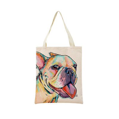 Vodene boje Životinje Kućni ljubimac Pas Chihuahua Torba za kupnju s dvostranim printom 40X45 Sklopiva ekološki prihvatljiva torba za dar Ženska torba za van