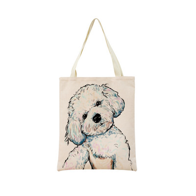 Vodene boje Životinje Kućni ljubimac Pas Chihuahua Torba za kupnju s dvostranim printom 40X45 Sklopiva ekološki prihvatljiva torba za dar Ženska torba za van