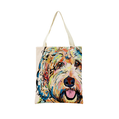 Vodene boje Životinje Kućni ljubimac Pas Chihuahua Torba za kupnju s dvostranim printom 40X45 Sklopiva ekološki prihvatljiva torba za dar Ženska torba za van