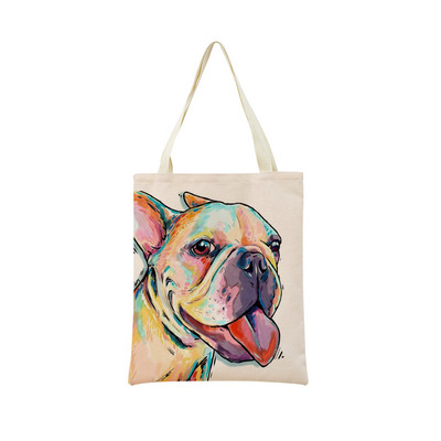 Vodene boje Životinje Kućni ljubimac Pas Chihuahua Torba za kupnju s dvostranim printom 40X45 Sklopiva ekološki prihvatljiva torba za dar Ženska torba za van