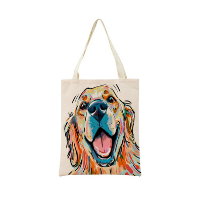 Vodene boje Životinje Kućni ljubimac Pas Chihuahua Torba za kupnju s dvostranim printom 40X45 Sklopiva ekološki prihvatljiva torba za dar Ženska torba za van