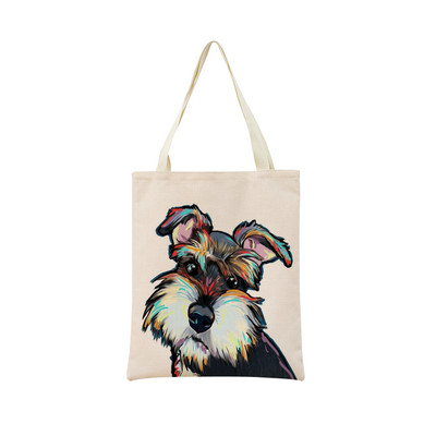 Vodene boje Životinje Kućni ljubimac Pas Chihuahua Torba za kupnju s dvostranim printom 40X45 Sklopiva ekološki prihvatljiva torba za dar Ženska torba za van