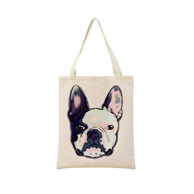 Vodene boje Životinje Kućni ljubimac Pas Chihuahua Torba za kupnju s dvostranim printom 40X45 Sklopiva ekološki prihvatljiva torba za dar Ženska torba za van