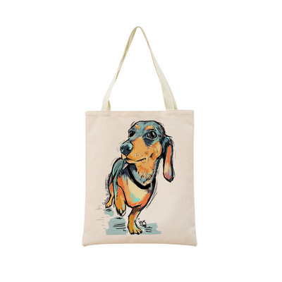 Vodene boje Životinje Kućni ljubimac Pas Chihuahua Torba za kupnju s dvostranim printom 40X45 Sklopiva ekološki prihvatljiva torba za dar Ženska torba za van