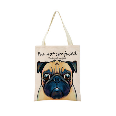 Vodene boje Životinje Kućni ljubimac Pas Chihuahua Torba za kupnju s dvostranim printom 40X45 Sklopiva ekološki prihvatljiva torba za dar Ženska torba za van