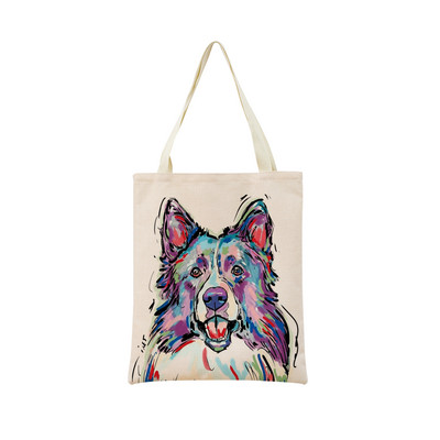 Vodene boje Životinje Kućni ljubimac Pas Chihuahua Torba za kupnju s dvostranim printom 40X45 Sklopiva ekološki prihvatljiva torba za dar Ženska torba za van