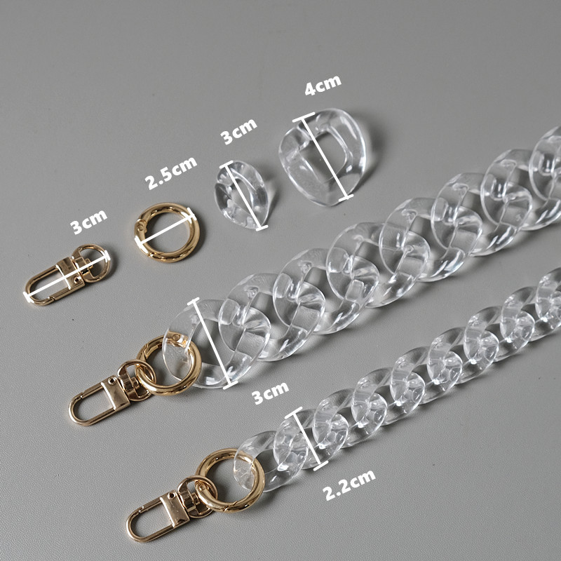 Barkácsolás új divatos női kézitáska-kiegészítő lánc átlátszó, levehető gyanta tömör luxus szíj női kuplung váll pénztárca lánc