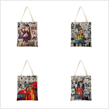 Anime One Piece Pattern Market Eco Τσάντα αγορών Διπλής όψης Σχέδιο Πτυσσόμενη γυναικεία τσάντα φορητή Βολική θήκη αποθήκευσης