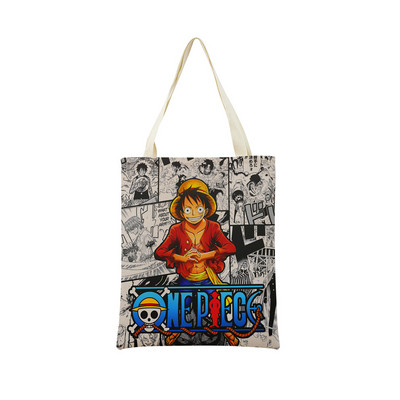 Anime One Piece Pattern Market Eko torba za kupnju Dvostrani dizajn s printom Sklopiva ženska ručna torba Prijenosna praktična torba za pohranu