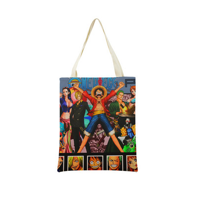 Anime One Piece Pattern Market Eko torba za kupnju Dvostrani dizajn s printom Sklopiva ženska ručna torba Prijenosna praktična torba za pohranu