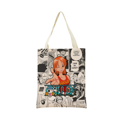 Anime One Piece Pattern Market Eko torba za kupnju Dvostrani dizajn s printom Sklopiva ženska ručna torba Prijenosna praktična torba za pohranu