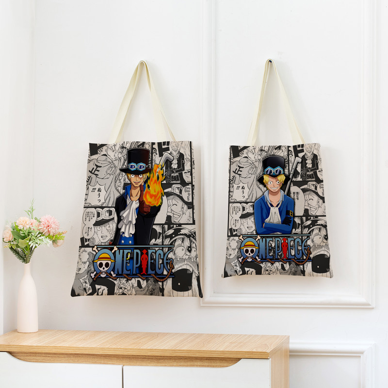 Anime One Piece Pattern Market Eko torba za kupnju Dvostrani dizajn s printom Sklopiva ženska ručna torba Prijenosna praktična torba za pohranu