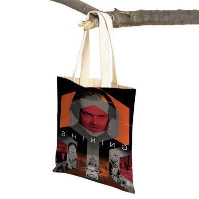 Audekls sieviešu pircēju soma Šausmu filma The Shining Lady Iepirkumu somas Klasiskās filmas Atkārtoti lietojama salokāma multfilma Ceļojumu rokassomiņa